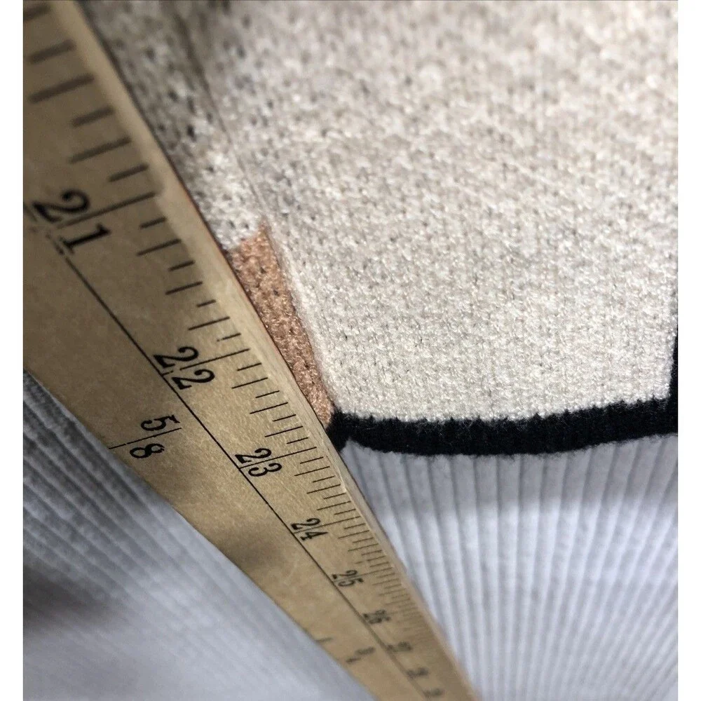 Stylewe Knit Pants Size M Colorblock Stripe Cream Black Tan Pockets